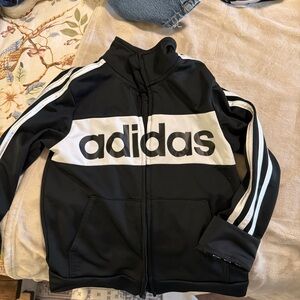 Adidas Black and White Zip-Up Jacket